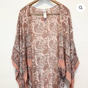 Free People Eternal Flame Maxi Kimono In Pink Paisley, One Size